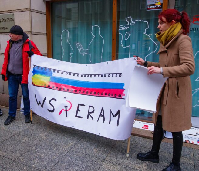 Protest w związku z przyznaniem Fundacji Wspieram dotacji na festiwal filmów polsko-ukraińskich, fot. Robert Ostrowski