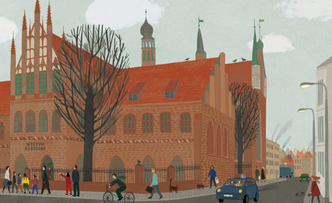 Obraz Główny: Ilustracja z książki „Z Brugii do Gdańska”, wydanej przez Muzeum Narodowe w Gdańsku