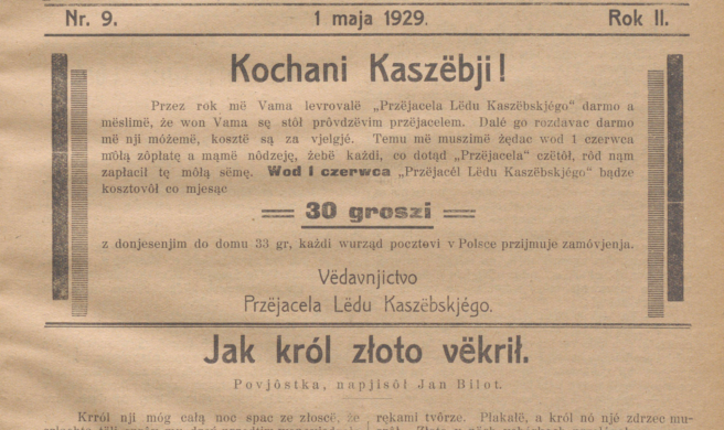 „Przyjaciel Ludu Kaszubskiego”, 1 maja 1929 (domena publiczna, źródło: Polona)