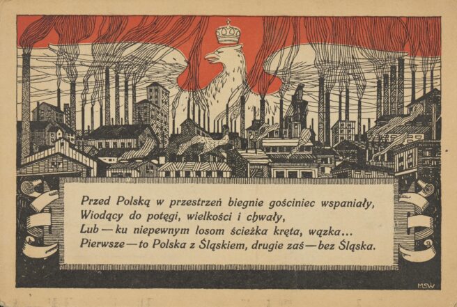 Awers pocztówki propagandowej wydanej przez warszawskie Zakłady Graficzne A. Hurkiewicz i Ska, [1906–1918] (domena publiczna, źródło: Polona)
